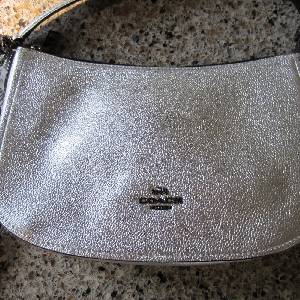 COACH Chelsea Crossbody  Silver pebbled leather w/dark silver hardware